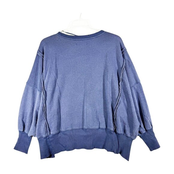 Free People Graphic 13 Camden Sweatshirt Size Small Blue NWT - Picture 5 of 8